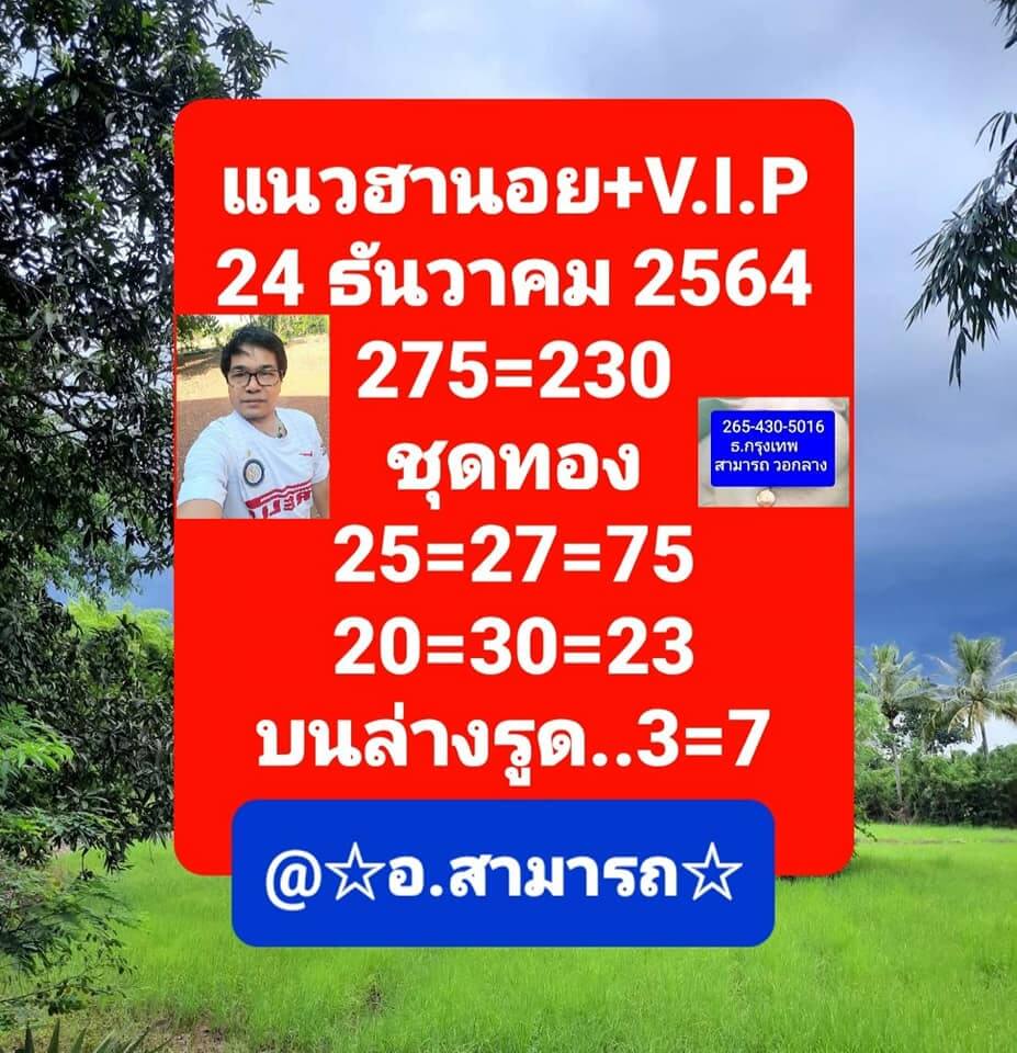 แนวทางหวยฮานอย 24/12/64 ชุดที่ 9