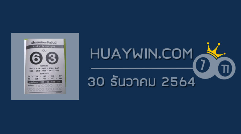 หวยเสือตกถังพลังเงินดี 30/12/64