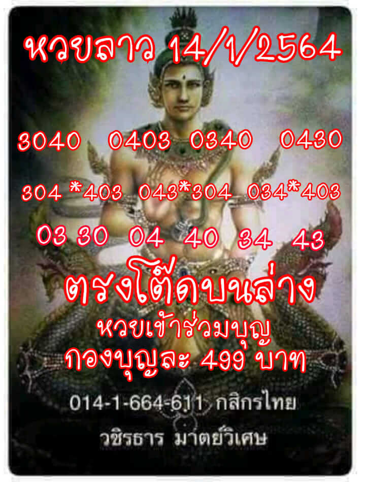 แนวทางหวยลาว 14/1/65 ชุดที่ 1