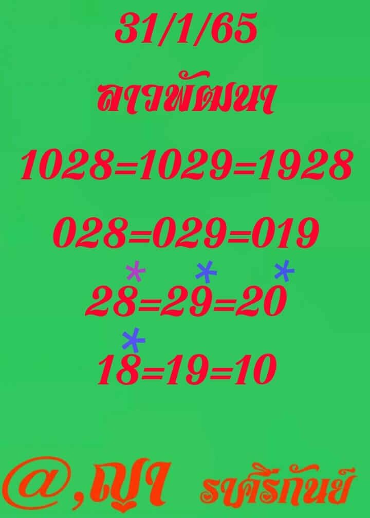 แนวทางหวยลาว 31/1/65 ชุดที่ 6