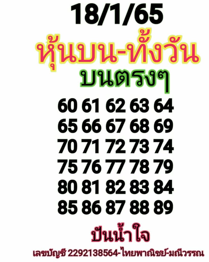 หวยหุ้นวันนี้ 18/1/65 ชุดที่ 9