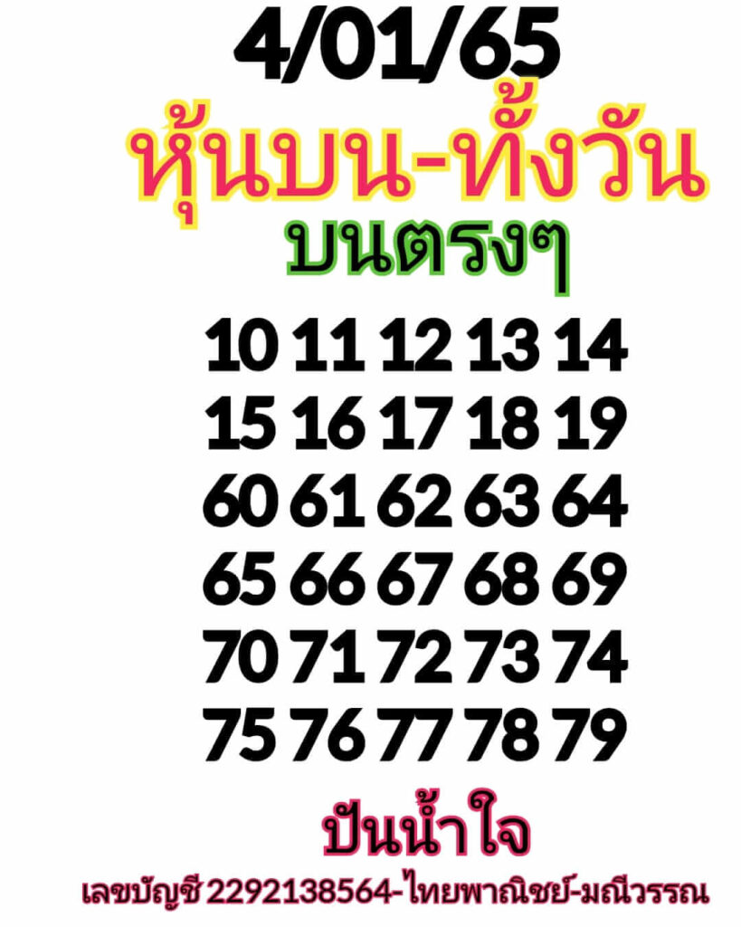 หวยหุ้นวันนี้ 4/1/65 ชุดที่ 10