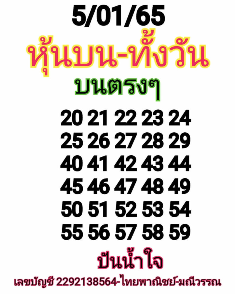 หวยหุ้นวันนี้ 5/1/65 ชุดที่ 7