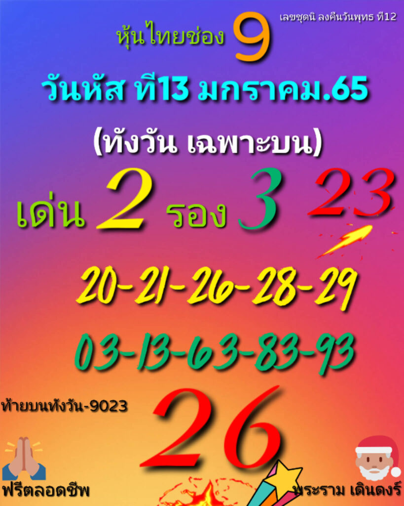 หวยหุ้นวันนี้ 13/1/65 ชุดที่ 4