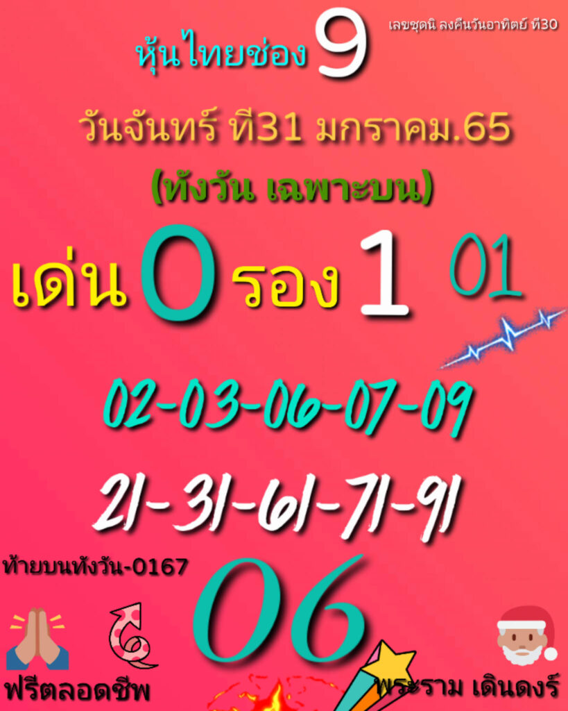 หวยหุ้นวันนี้ 31/1/65 ชุดที่ 3