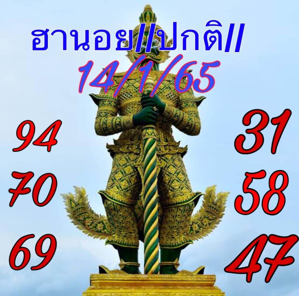 แนวทางหวยฮานอย 14/1/65 ชุดที่ 6