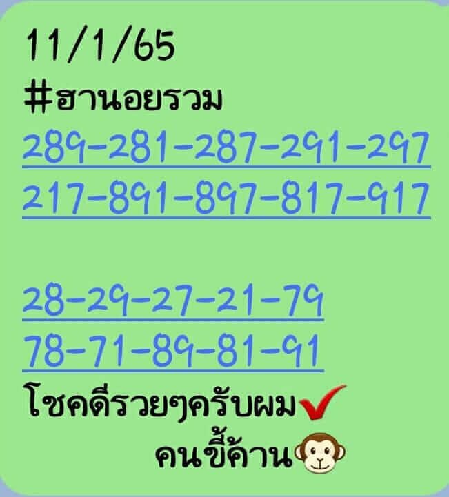 แนวทางหวยฮานอย 11/1/65 ชุดที่ 5