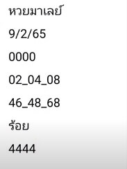 หวยมาเลย์วันนี้ 9/2/65 ชุดที่ 2