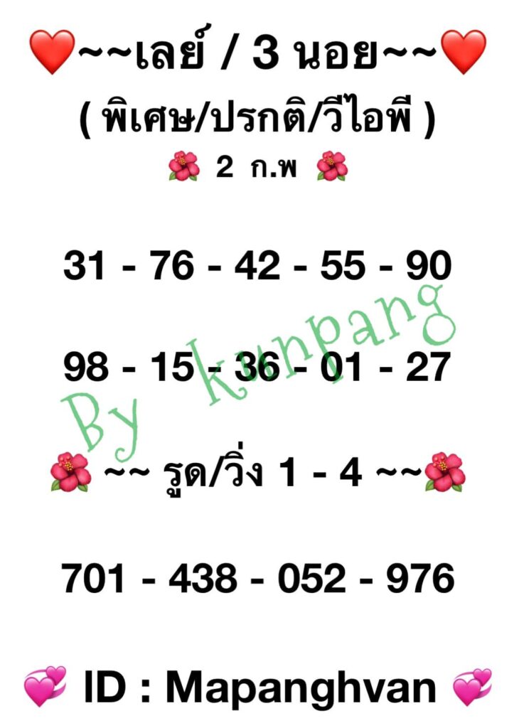 หวยมาเลย์วันนี้ 2/2/65 ชุดที่ 7