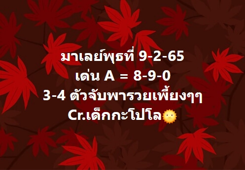 หวยมาเลย์วันนี้ 9/2/65 ชุดที่ 4