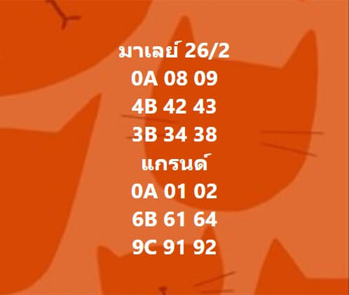 หวยมาเลย์วันนี้ 26/2/65 ชุดที่ 2