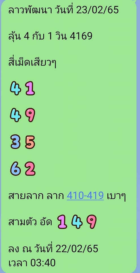 แนวทางหวยลาว 23/2/65 ชุดที่ 10