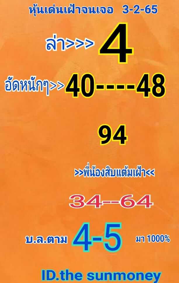 หวยหุ้นวันนี้ 3/2/65 ชุดที่ 3