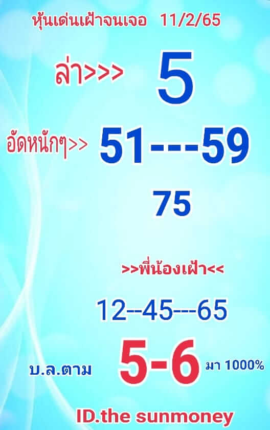 หวยหุ้นวันนี้ 11/2/65 ชุดที่ 10