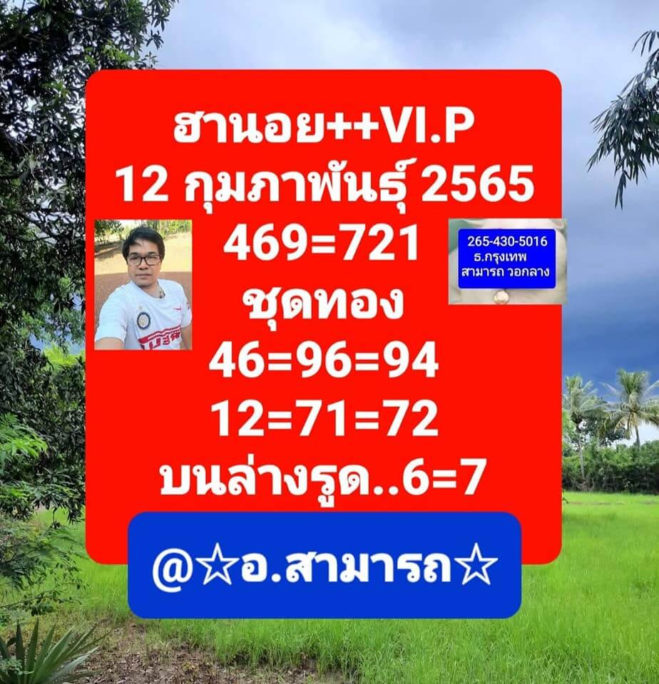 แนวทางหวยฮานอย 12/2/65 ชุดที่ 5