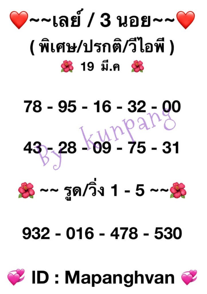 หวยมาเลย์วันนี้ 19/3/65 ชุดที่ 8