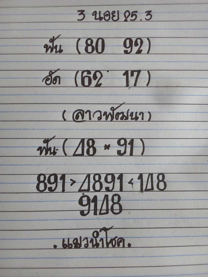 แนวทางหวยลาว 25/3/65 ชุดที่ 10