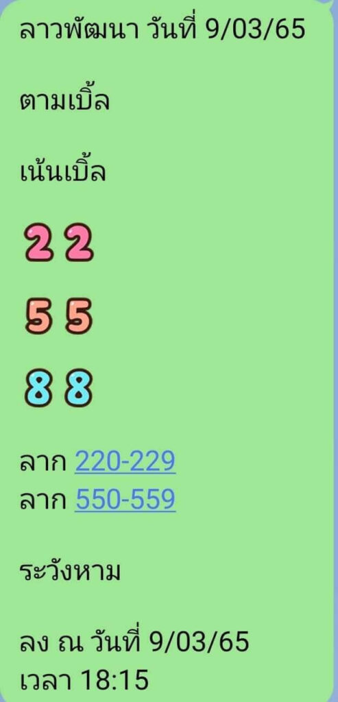 แนวทางหวยลาว 11/3/65 ชุดที่ 3