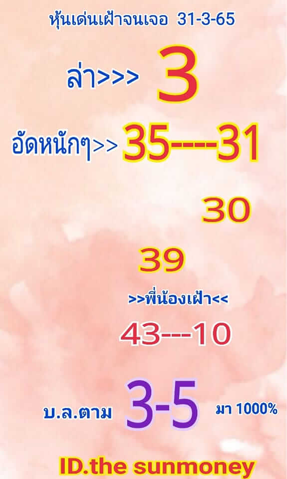 หวยหุ้นวันนี้ 31/3/65 ชุดที่ 9