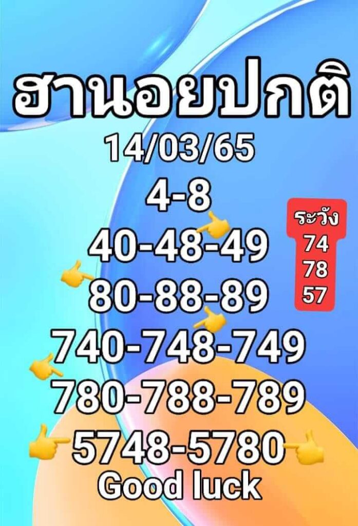 แนวทางหวยฮานอย 14/3/65 ชุดที่ 9