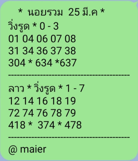 แนวทางหวยฮานอย 25/3/65 ชุดที่ 4