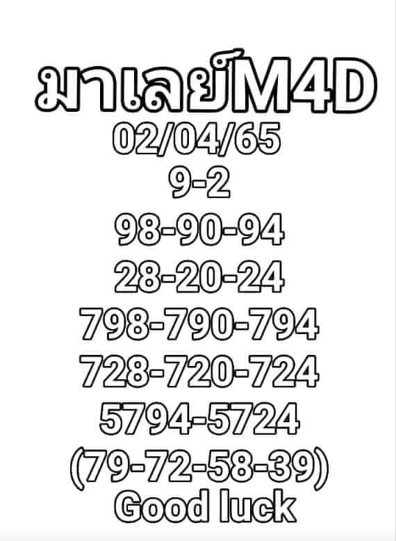 หวยมาเลย์วันนี้ 2/4/65 ชุดที่ 8