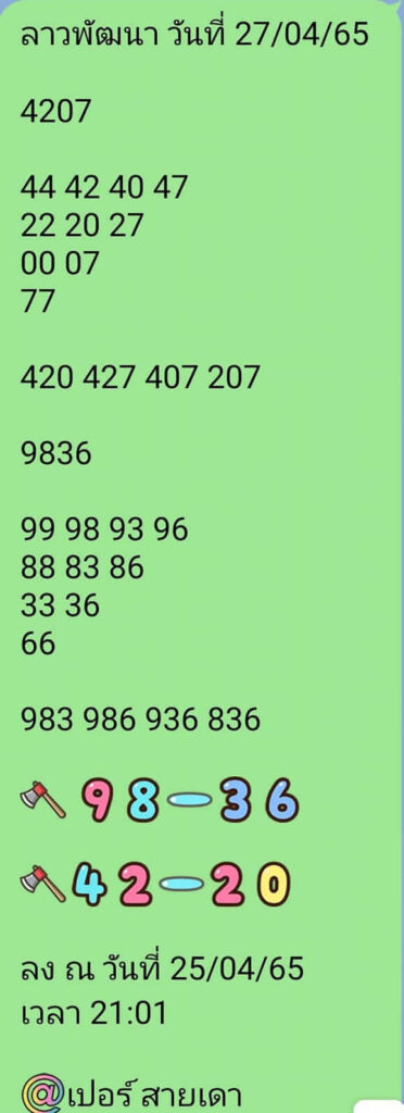 แนวทางหวยลาว 27/4/65 ชุดที่ 10
