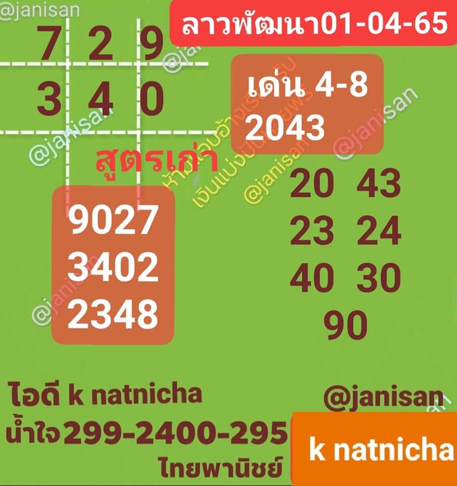 แนวทางหวยลาว 1/4/65 ชุดที่ 7