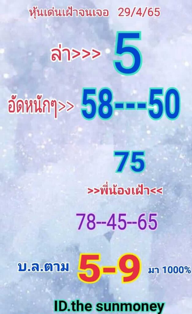 หวยหุ้นวันนี้ 29/4/65 ชุดที่ 9