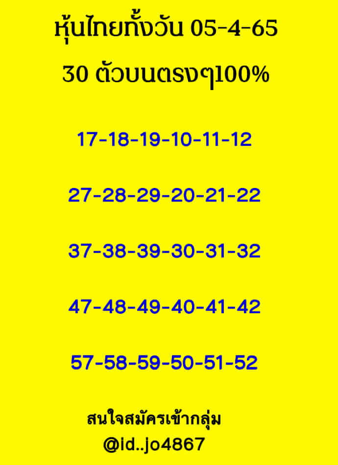 หวยหุ้นวันนี้ 5/4/65 ชุดที่ 2