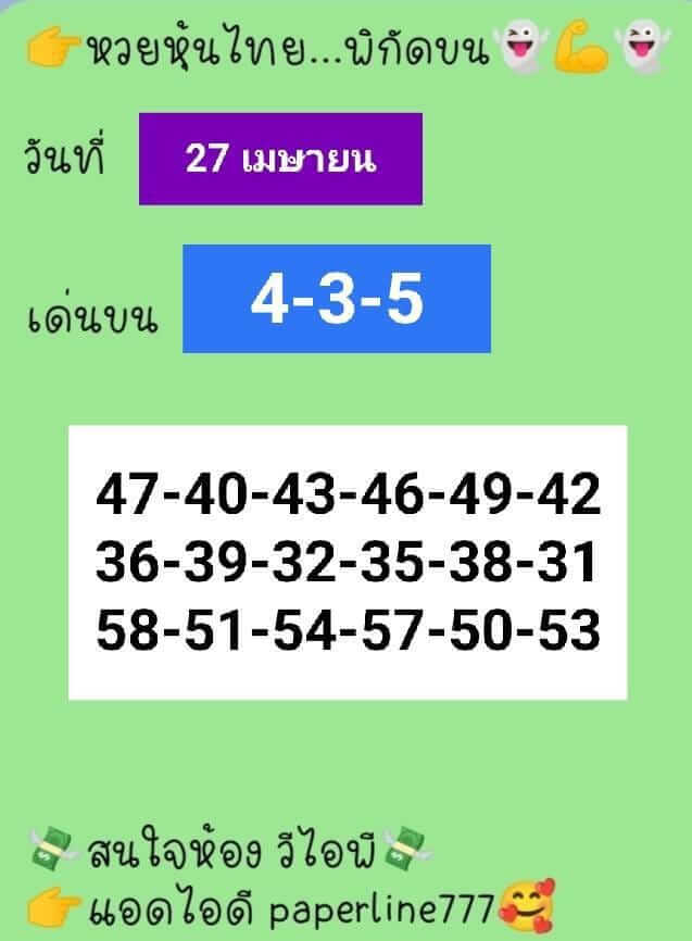 หวยหุ้นวันนี้ 27/4/65 ชุดที่ 4