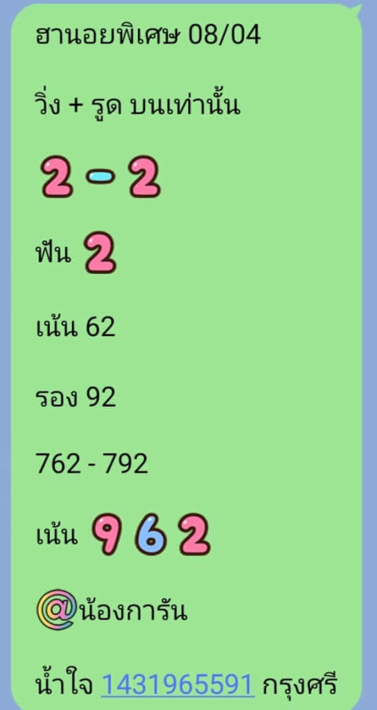 แนวทางหวยฮานอย 8/4/65 ชุดที่ 3