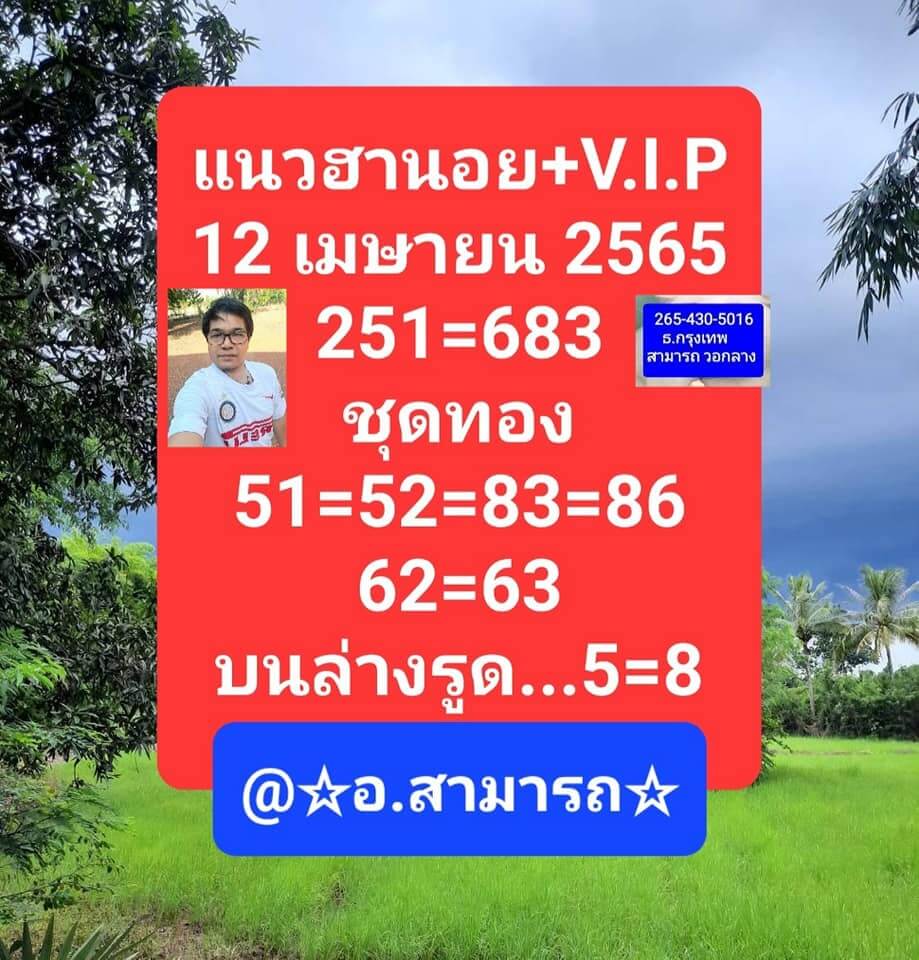 แนวทางหวยฮานอย 12/4/65 ชุดที่ 5