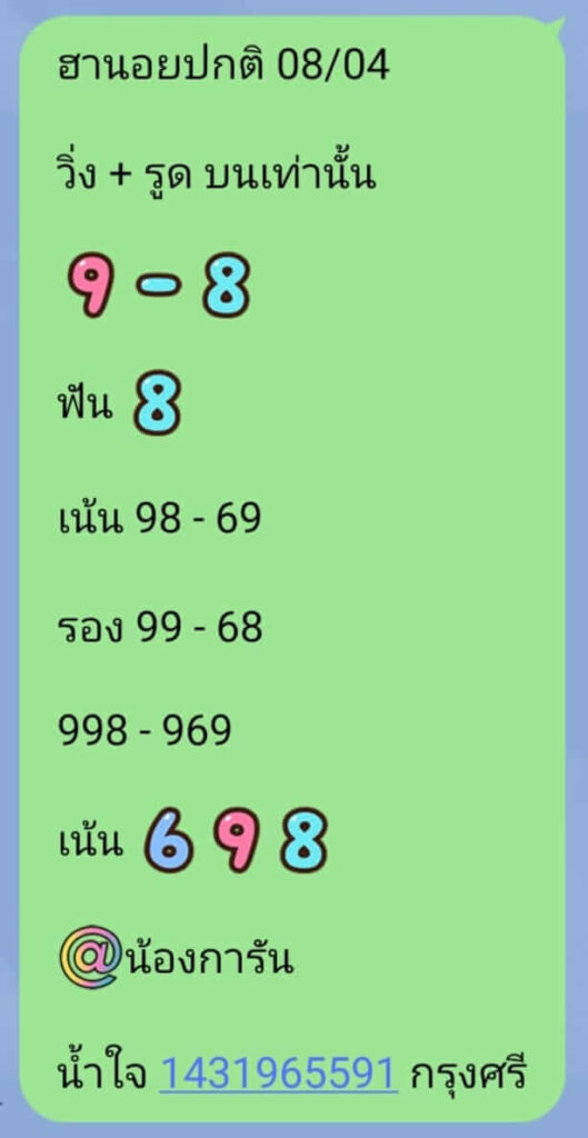 แนวทางหวยฮานอย 8/4/65 ชุดที่ 1