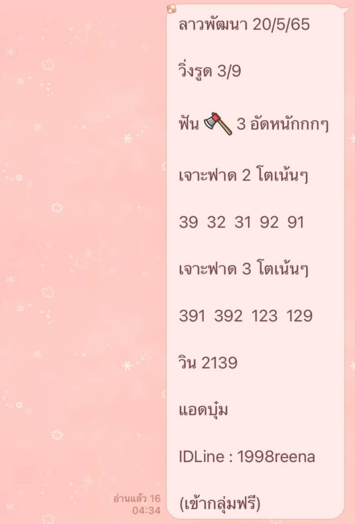 แนวทางหวยลาว 20/5/65 ชุดที่ 2