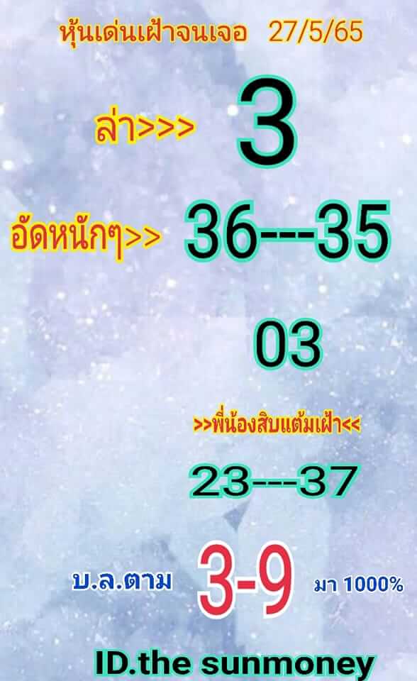 หวยหุ้นวันนี้ 27/5/65 ชุดที่ 10