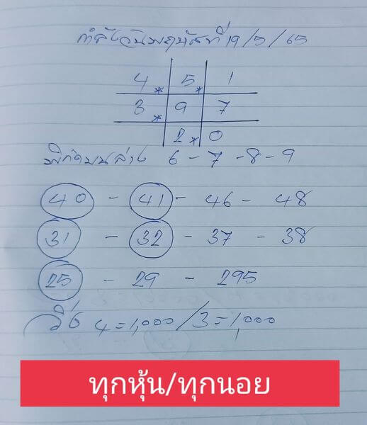 แนวทางหวยฮานอย 19/5/65 ชุดที่ 1