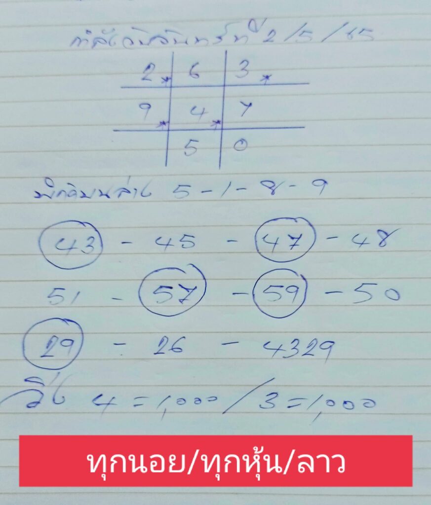 แนวทางหวยฮานอย 2/5/65 ชุดที่ 5