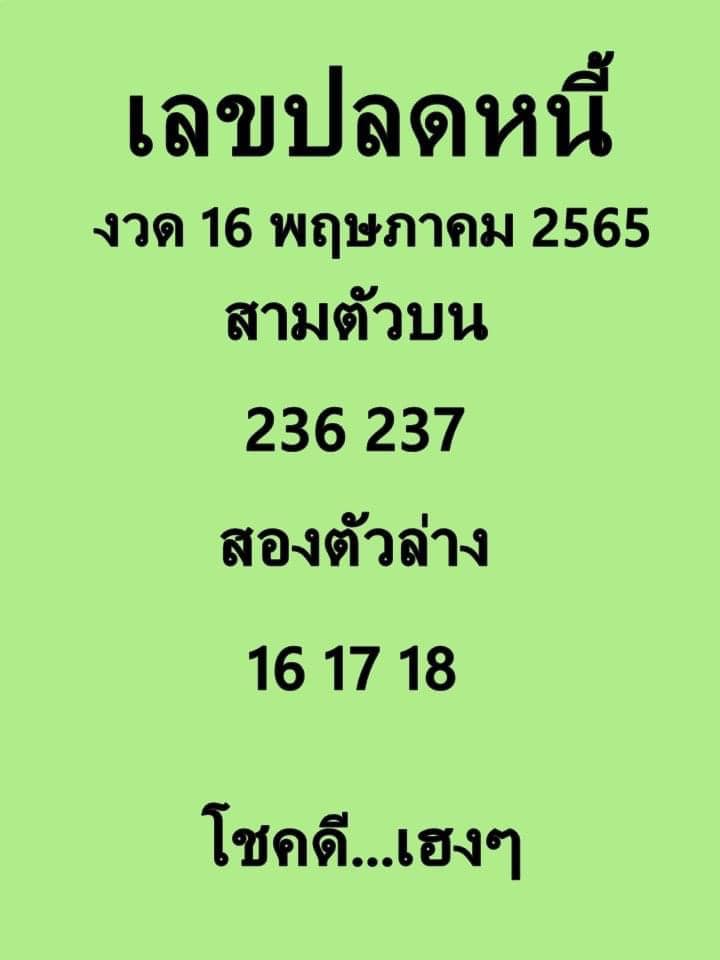 เลขปลดหนี้ 16/5/65