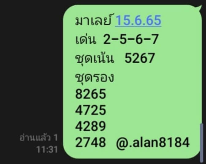 หวยมาเลย์วันนี้ 15/6/65 ชุดที่ 4