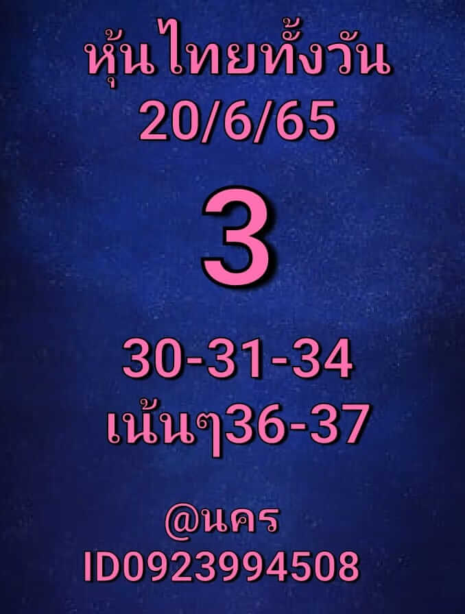 หวยหุ้นวันนี้ 20/6/65 ชุดที่ 2