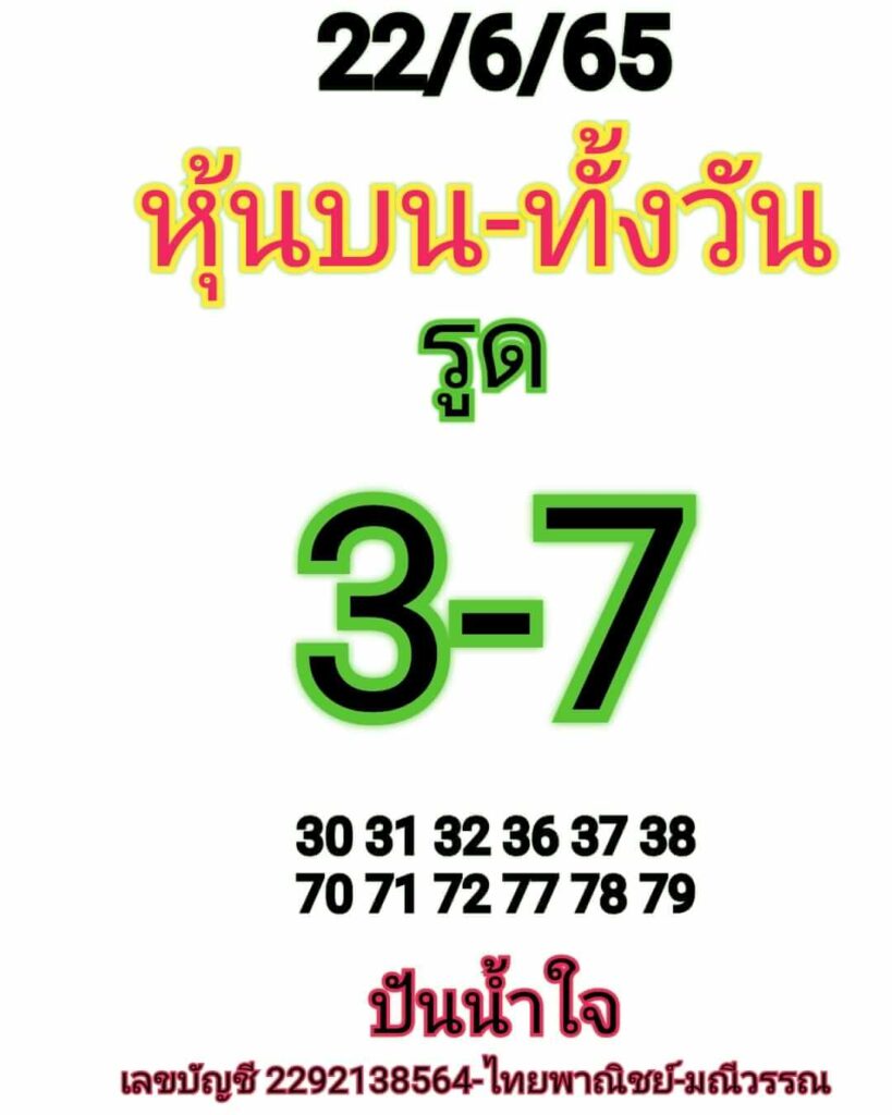 หวยหุ้นวันนี้ 22/6/65 ชุดที่ 8