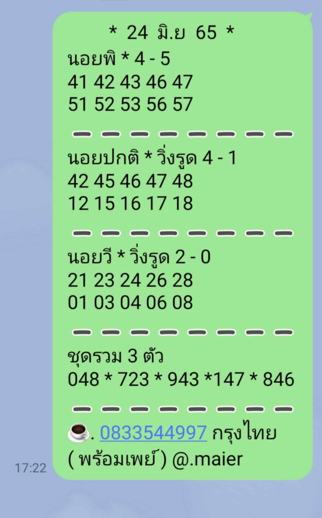 แนวทางหวยฮานอย 24/6/65 ชุดที่ 6