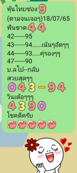 หวยหุ้นวันนี้ 18/7/65 ชุดที่ 9