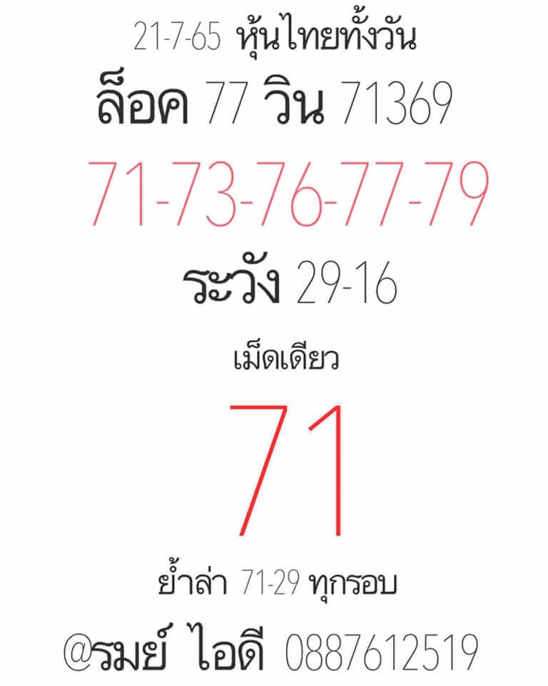 หวยหุ้นวันนี้ 21/7/65 ชุดที่ 4