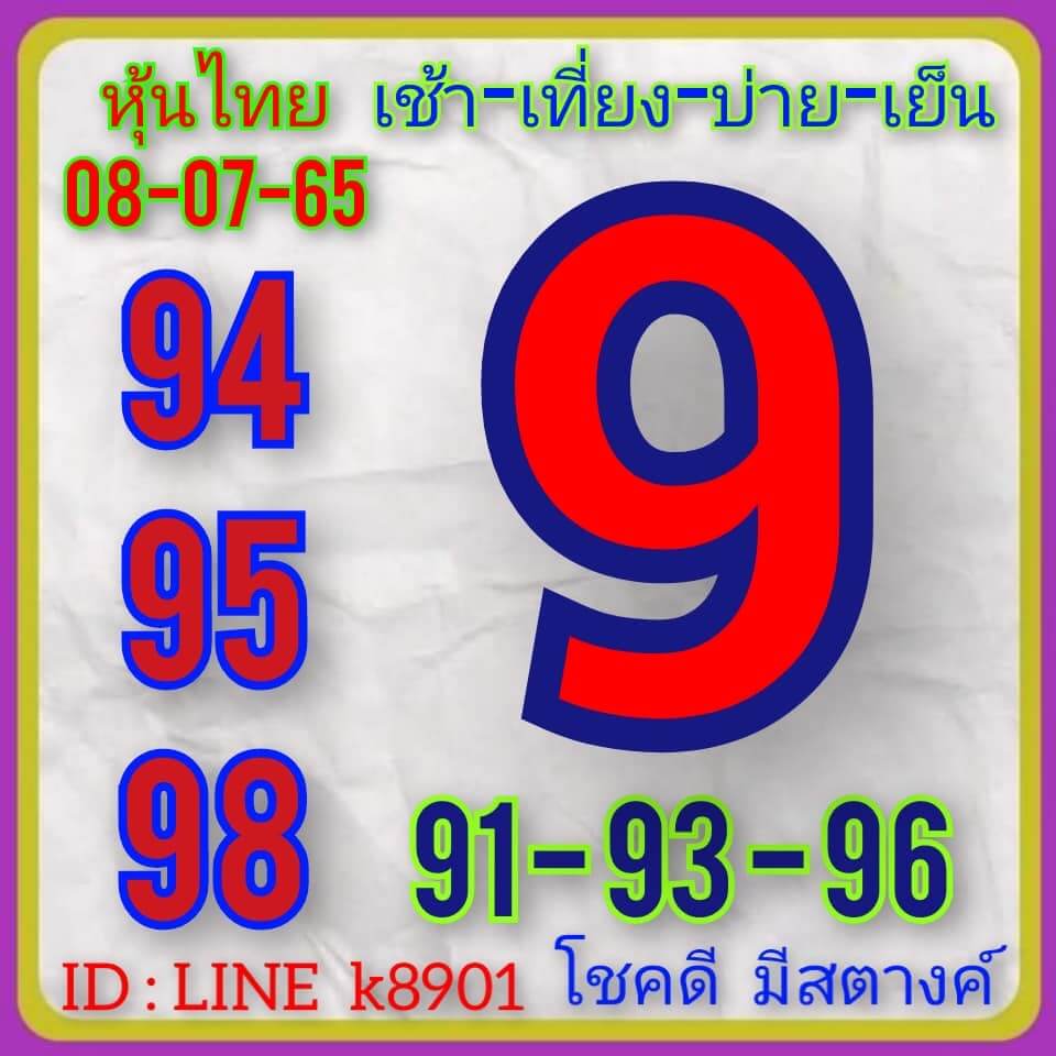 หวยหุ้นวันนี้ 8/7/65 ชุดที่ 3