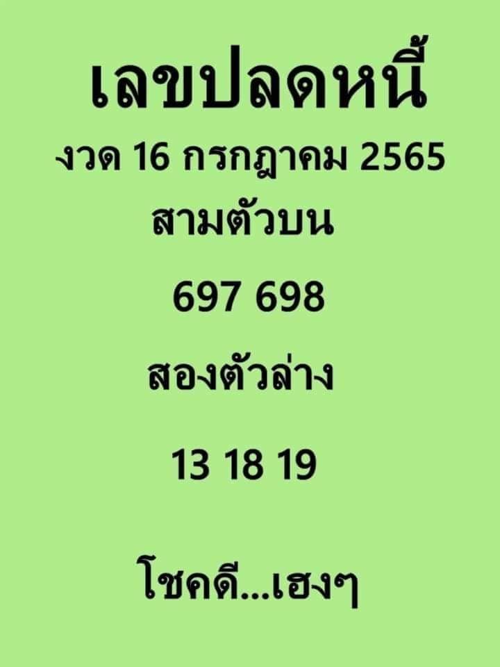 เลขปลดหนี้ 16/7/65