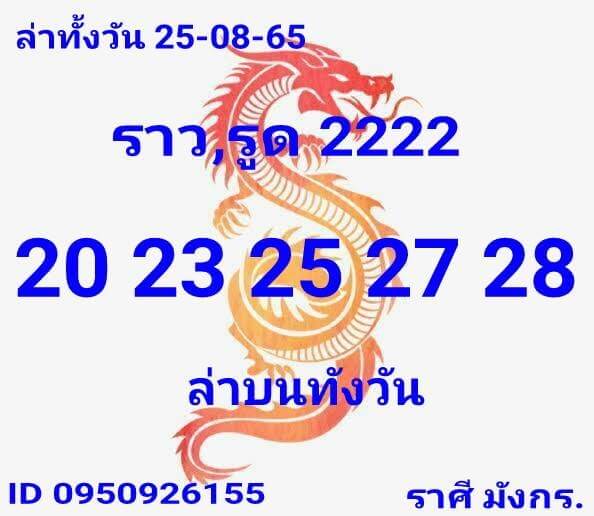 หวยหุ้นวันนี้ 25/8/65 ชุดที่ 6