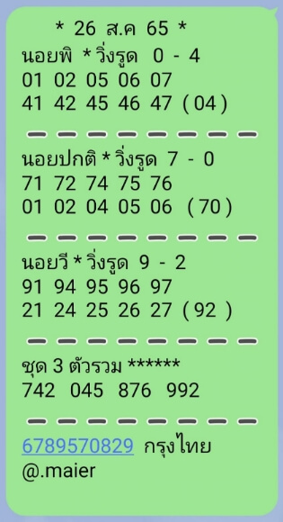 แนวทางหวยฮานอย 26/8/65 ชุดที่ 5