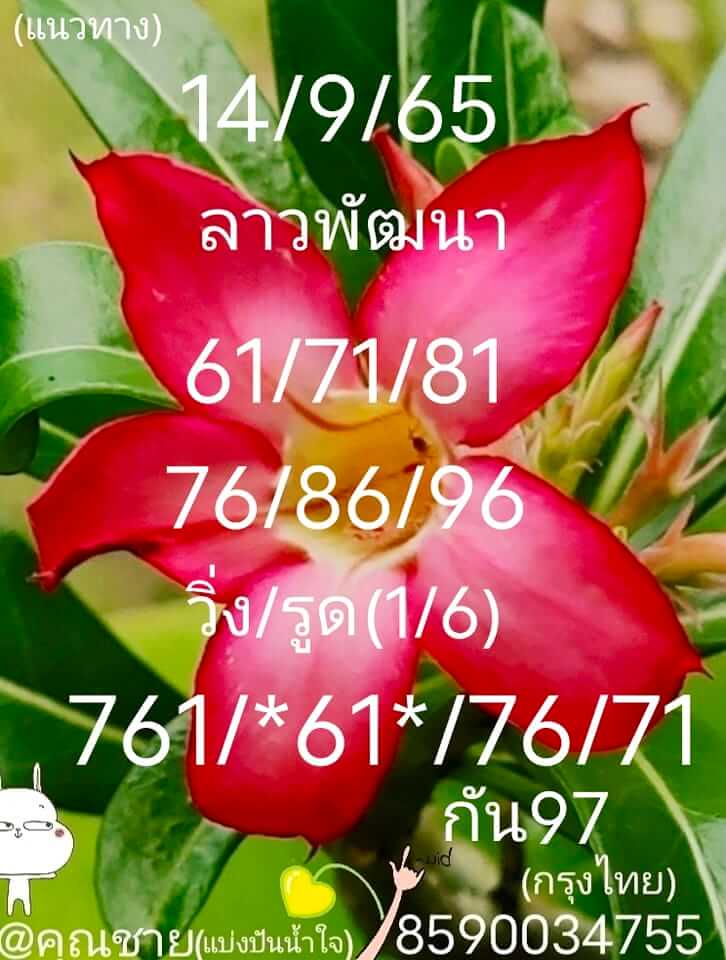 แนวทางหวยลาว 14/9/65 ชุดที่ 6